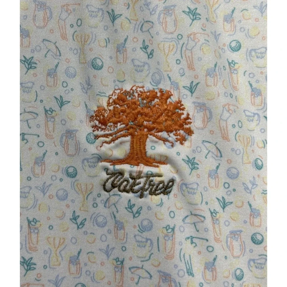 Peter Millar Mens Size L Beige Arnold Palmer Tea Lemonade AOP Golf Polo Shirt